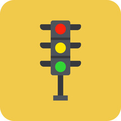 Traffic Light Multicolor Round Corner Flat Icon