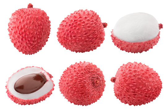 lychee isolated on white background, full depth of field, clipping path