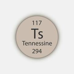 Tennessine symbol. Chemical element of the periodic table. Vector illustration.