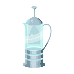 Glass kettle cartoon illustration. Glass tea kettle for boiling water, tableware for tea ceremony at home. Household, kitchen utensils concept