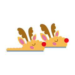 Woolen home cozy slippers in form of animals. Warm female clothing for winter vector illustration. Fashion, seasons concept