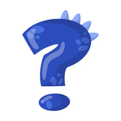 Alphabet question mark in dinosaur font vector illustration. Cute cartoon drawing of English letter and number in dino style for kindergarten or school children. Education concept