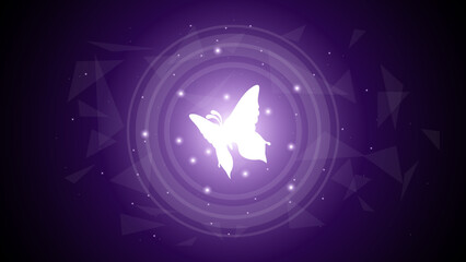 Abstract Dark Background With Butterflies Insects Glow Light Shine Flashes Vector Design Style
