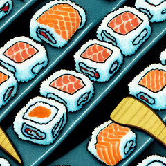seamless gift wrapping paper pattern wallpaper illustration sushi