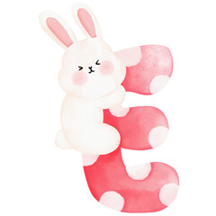 Cute bunny watercolor illustration