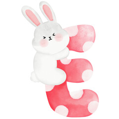 Cute bunny watercolor illustration