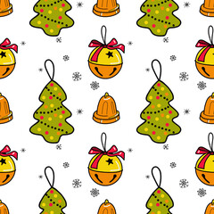 vector flat seamless pattern New Year s, Christmas decorations