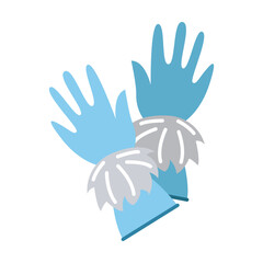 Woolen a pair of fur trimmed gloves. Warm female clothing for winter vector illustration. Fashion, seasons concept