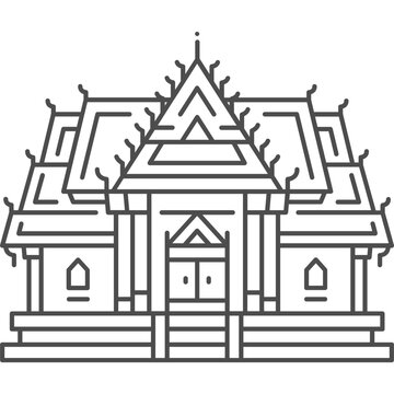 outlined thai temple building clip art preview