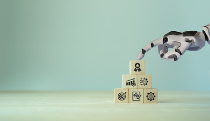 Intelligent quality assurance concept.  Using artificial intelligence (AI), machine learning,...