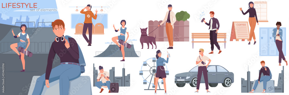 Wall mural People Lifestyle Composition Set