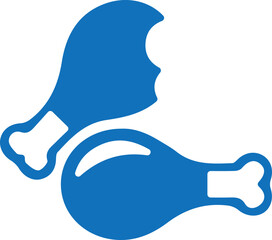 Chicken cooked icon, chicken wings icon blue vector