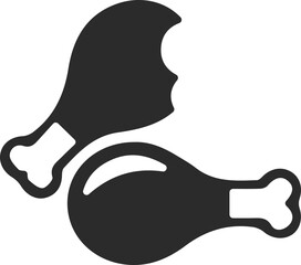 Chickens cooked icon, chicken wings icon black vector