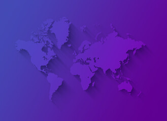 World map illustration on a purple background