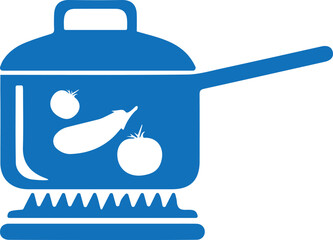 Vegetable cooked icon, cooking vegetable icon blue vector