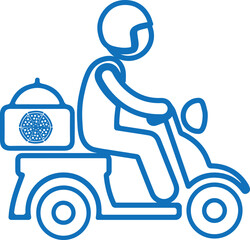 Food delivery icon, delivery vehicles icon blue vector