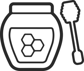 Honey icon, honey jar icon black vector