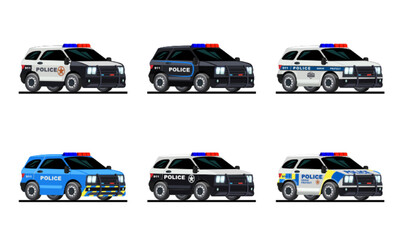 Fototapeta premium Police Cars Set