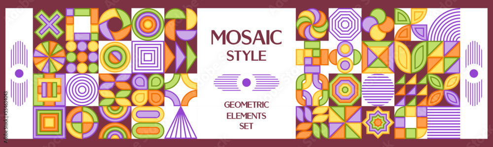 Poster bundle of design elements in simple geometric style. abstract shapes. good for branding, cover desig
