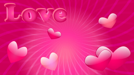 Pink romantic background with hearts vector