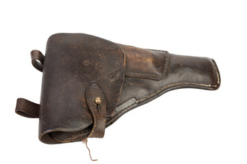 An old brown leather pistol holster.