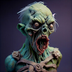 grotesque and horrifying zombie made of polymer clay and play dough - generative AI