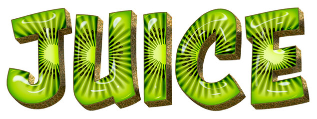 Juice Kiwi Text 3D