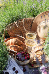 Summer picnic on a lavender field