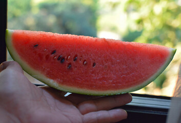Watermelon red, natural, popular fruit, black background