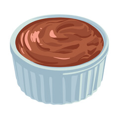 Sauce in bowl cartoon illustration. Spicy chili dips isolated on white background. Food, dressing concept