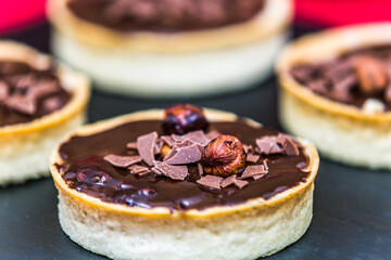 Delicious chocolate sweet dessert. Close up