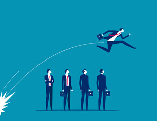Leader jumps out of the crowd. Business stands out vector illustration