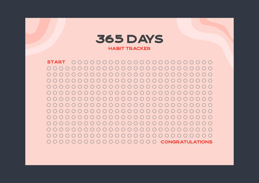 Habits Tracker printable template Vector. Yearly planner habit tracker blank template. Monthly planer. Vector illustration.Time management equipment. 365 days