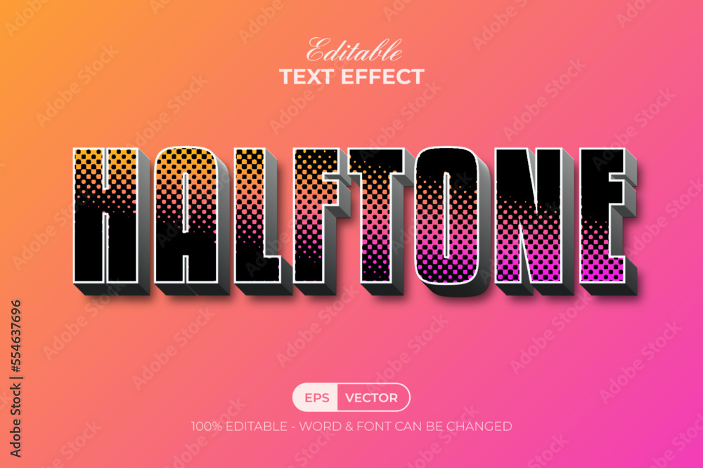 Poster halftone text effect colorful style. editable text effect color of the year.