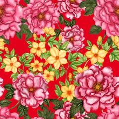 Tischdecke Watercolor seamless pattern with flowers. Vintage floral pattern. Flower seamless pattern. Botanical art. Floral botanical collection. Wedding floral set. Watercolor botanical design.  © Natallia Novik