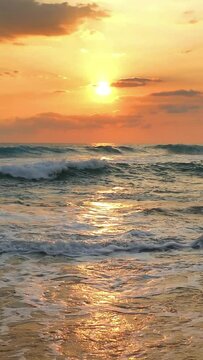 beautiful landscape with tropical sea sunset on the beach. Vertical video
