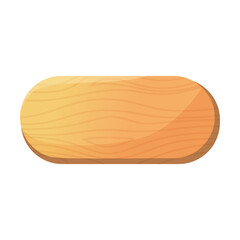 Wooden oval button for users game interface cartoon illustration. Element of panel settings for app design isolated on white background. GUI, UI design concept