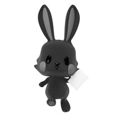 Black rabbit with letter 3D illustration