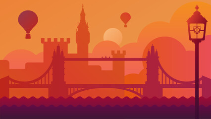 London uk landscape with castle and river vector