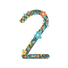 Pastel cute flower on decoration on number for decorating or printing