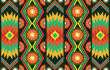 Ethnic monochrome seamless pattern. Background with Aztec geometric patterns. Print with a tribal theme. Fabric from the Navajo people. Abstract wallpaper in a modern style. Illustration in vector for