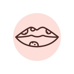Herpes lips black line icon. Dermatology disease.