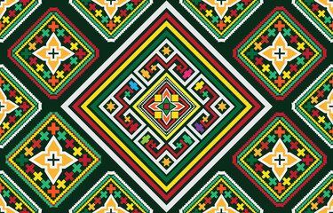 Geometric ethnic pattern. Traditional oriental Indian ikat design for background, print, border wrapping, batik, fabric, vector illustration.

