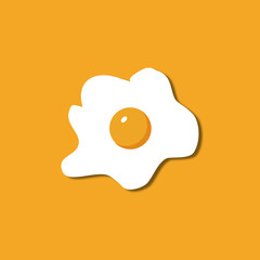 Fried egg breakfast cartoon icon. Fried egg cute icon on yellow background