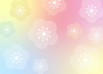 華やかな梅の花和風柄背景素材