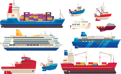 Cargo And Cruise Ships Set
