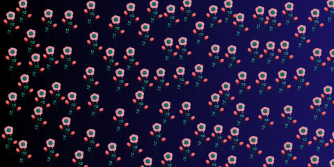  Vector seamless beautiful pattern flower and leaves flat background