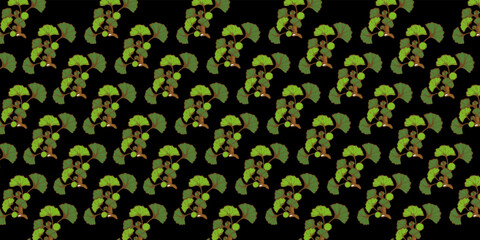 Vector seamless beautiful pattern flower and leaves flat background