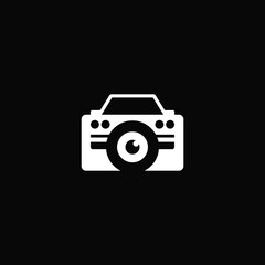 Car combination with camera, negative space. Logo design.