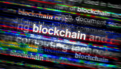 Blockchain headline titles media with 3d illustration